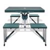 Foldable Camping Table Set with 4 Stools Aluminum Extra Light Green