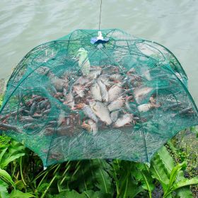 Strengthened 4-20 Holes Automatic Fishing Net Shrimp Cage Nylon Foldable Fish Trap Cast Net Cast Fold Crab Trap Fishing Network (Option: 8 Sides 16 Holes)