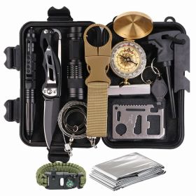 14-In-1 Outdoor Emergency Survival Kit Camping Hiking Tactical Gear Case Set Box (Default: Default)