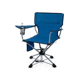 360° Swivel Portable Foldable Hunting Chair with Storage Pockets (Color: Blue, Type: Camping Chairs)