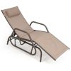 Outdoor Chaise Lounge Glider Chair with Armrests and Pillow