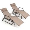 Outdoor Chaise Lounge Glider Chair with Armrests and Pillow